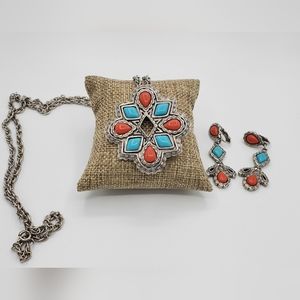 Avon American Spirit Simulated Turquoise Coral Jewelry Set